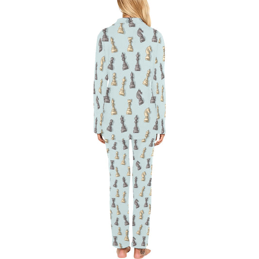 Chess Pattern Print Design 02 Women's Long Pajama Set