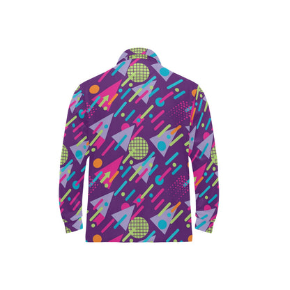 90s Pattern Print Design 4 Long Sleeve Polo Shirt For Men's