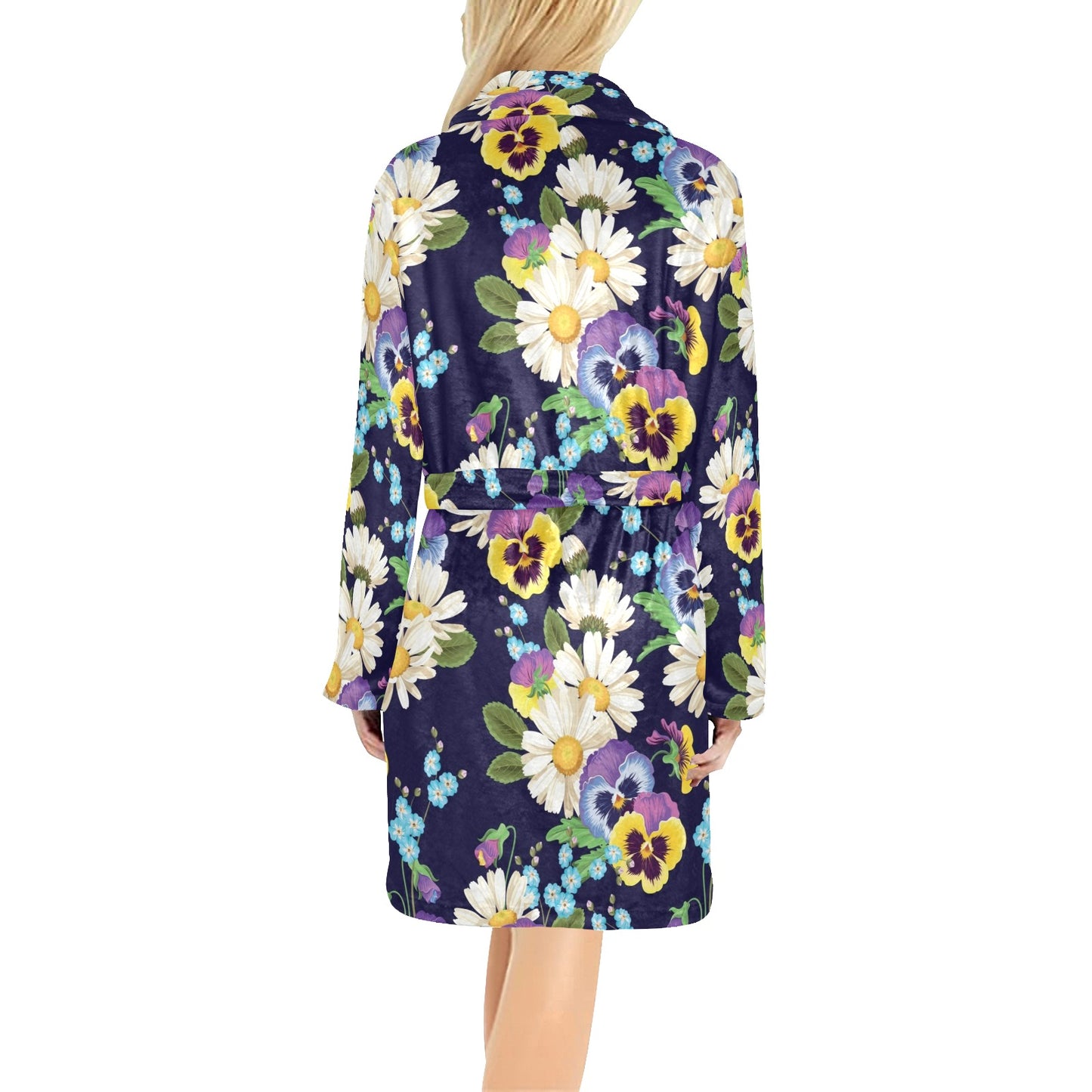 Pansy Pattern Print Design PS03 Women's Fleece Robe