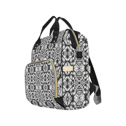 Tie Dye Black White Design Print Diaper Bag Backpack