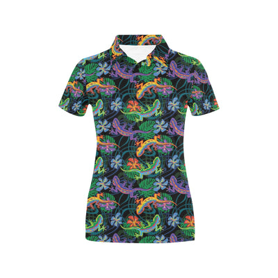 Gecko Colorful Pattern Print Design 01 Women's Polo Shirt