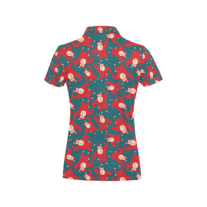 Chimpanzee Pattern Print Design 04 Women's Polo Shirt