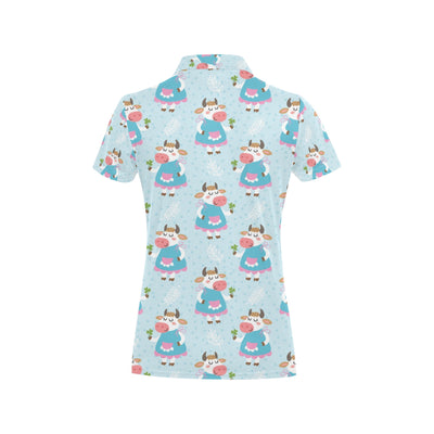 Cattle Happy Pattern Print Design 03 Women's Polo Shirt