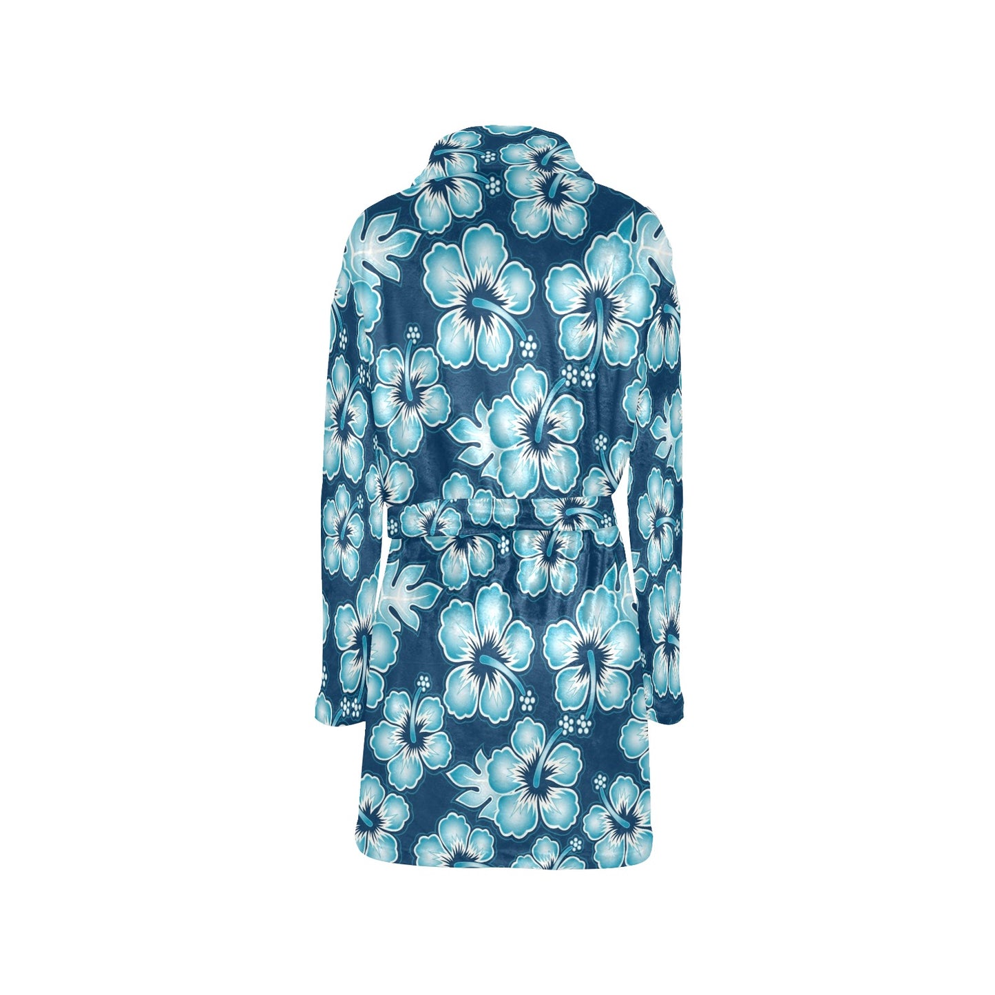 Blue Hibiscus Pattern Print Design HB011 Women's Fleece Robe