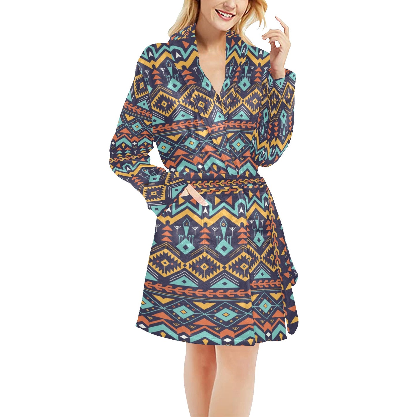 Aztec Style Print Pattern Women's Fleece Robe