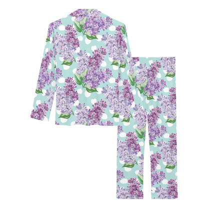 Lilac Pattern Print Design 02 Women's Long Pajama Set