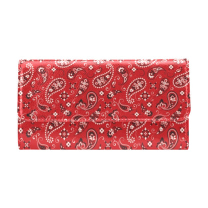 Bandana Paisley Red Print Design LKS3011 Women's Trifold Wallet