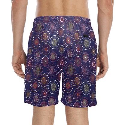 Firework Flower Style Print Design LKS302 Men's Swim Trunks Beach Shorts
