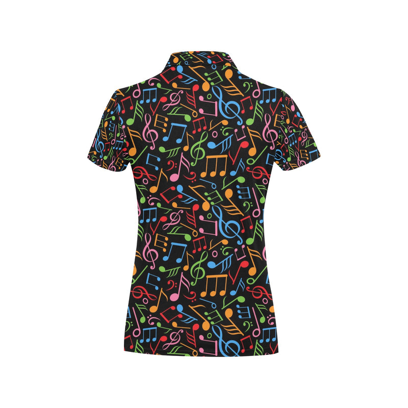 Music Note Colorful Themed Print Women's Polo Shirt