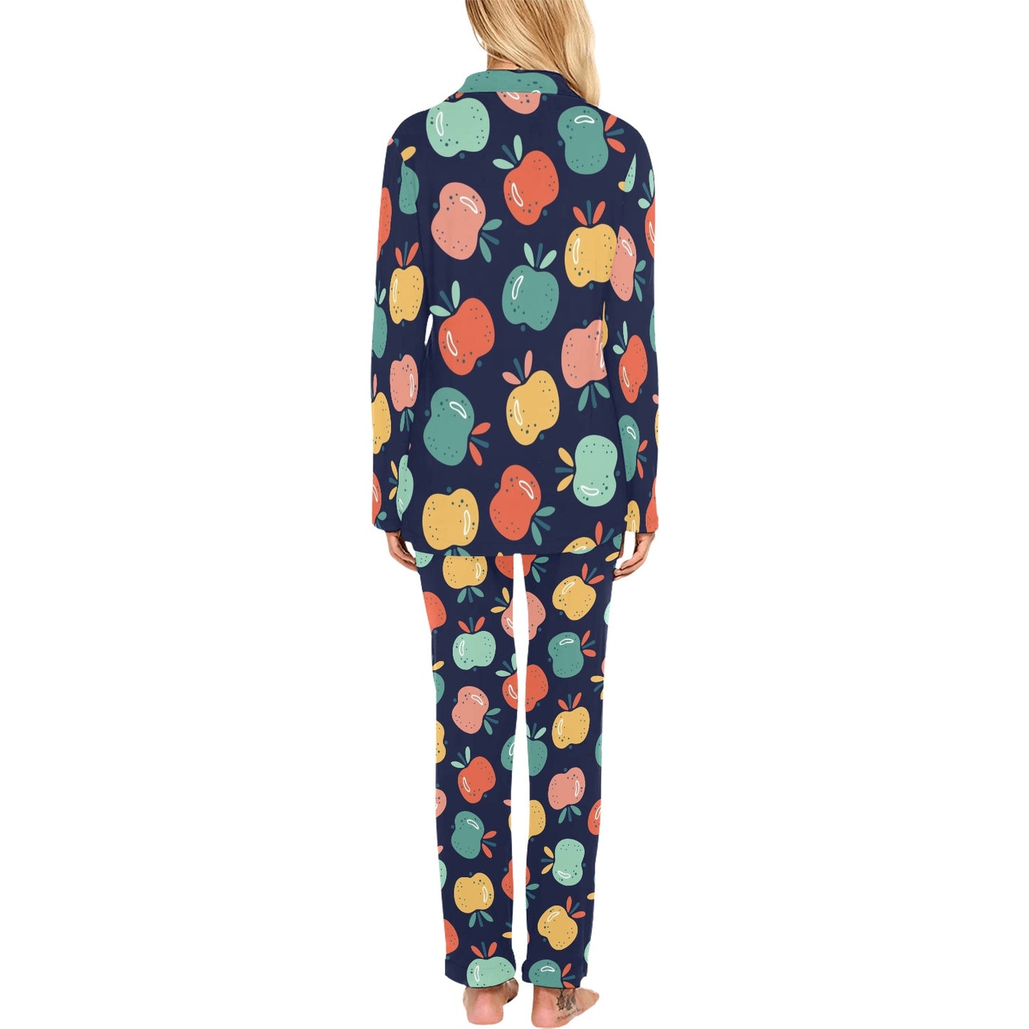 Apple Pattern Print Design AP09 Women's Long Pajama Set