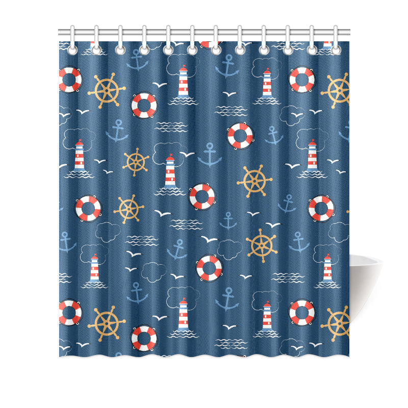 Nautical Pattern Print Design A06 Shower Curtain