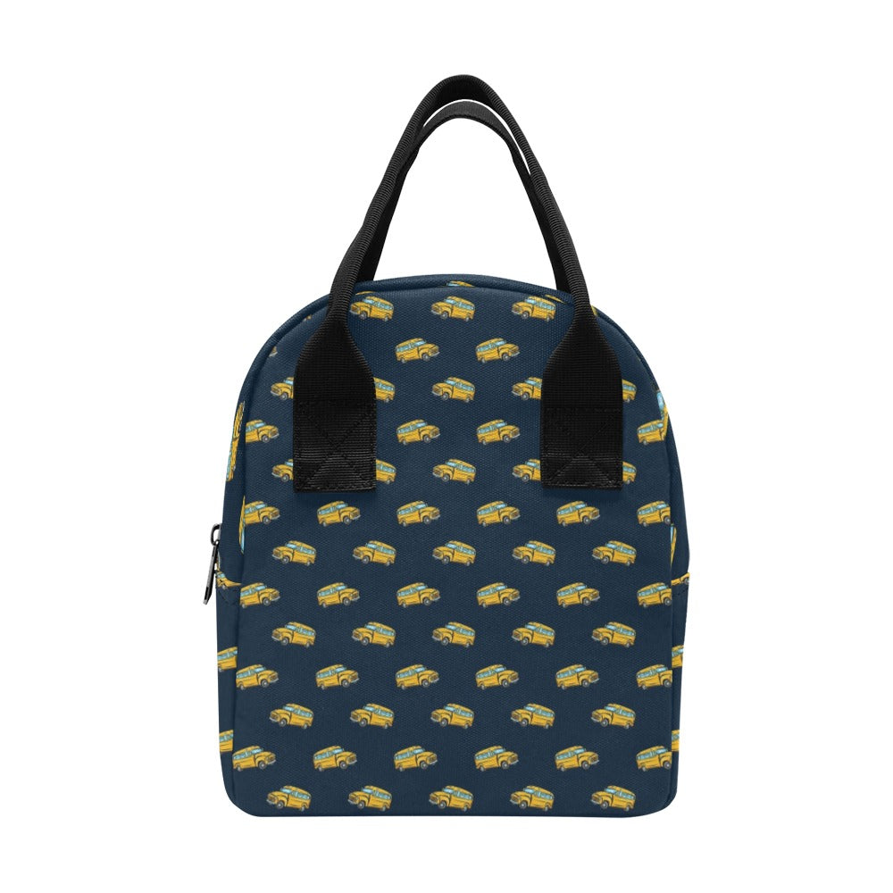 School Bus Print Design LKS302 Insulated Lunch Bag