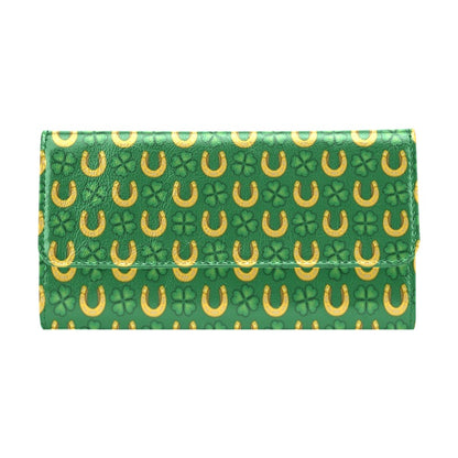 Shamrock Horseshoes Print Pattern Women's Trifold Wallet
