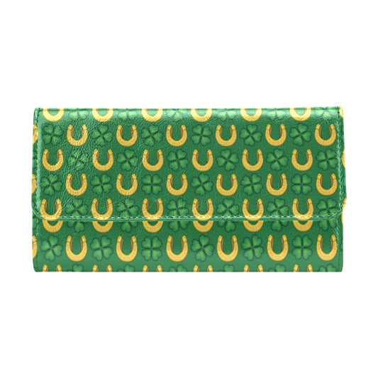 Shamrock Horseshoes Print Pattern Women's Trifold Wallet