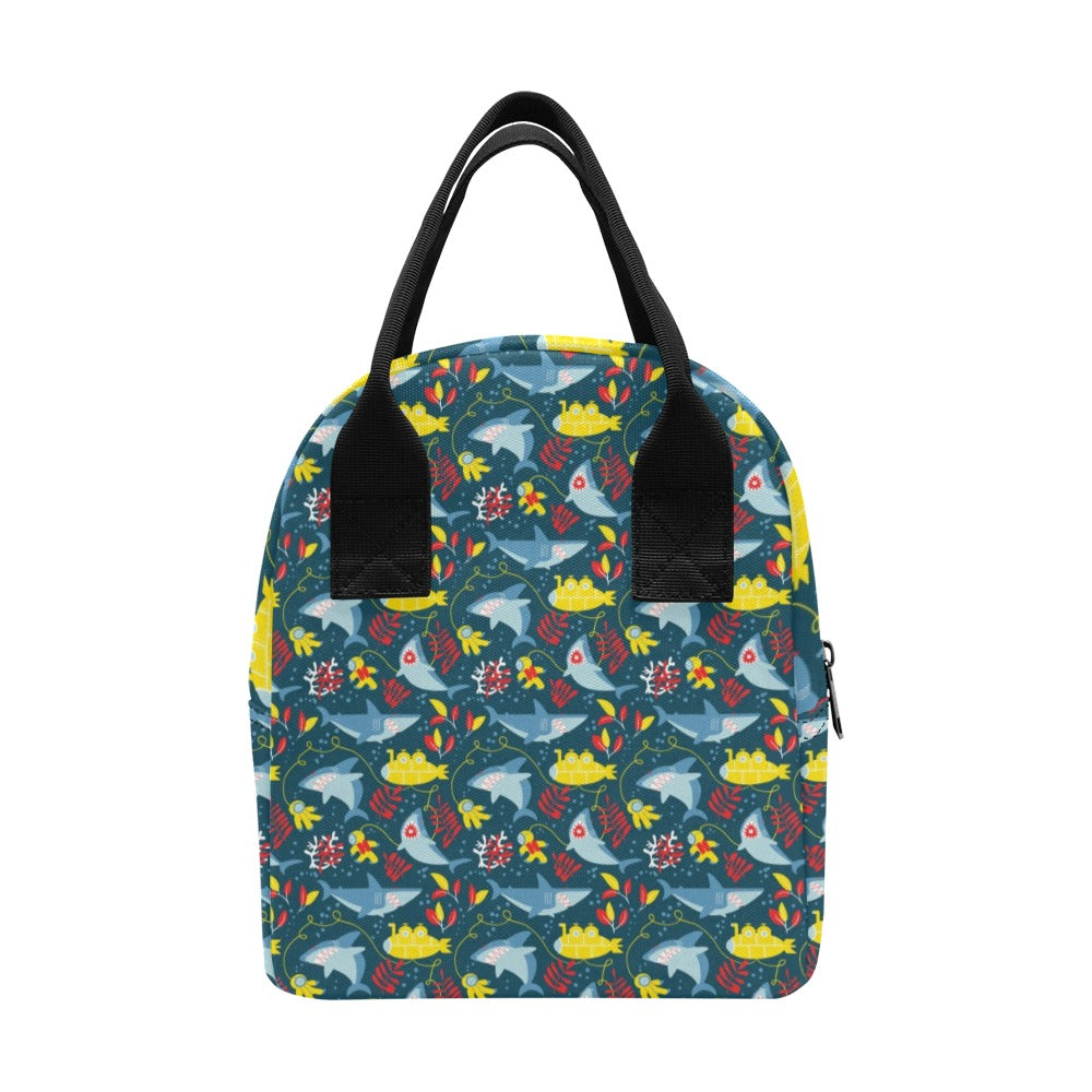 Scuba With Sharks Print Design LKS303 Insulated Lunch Bag