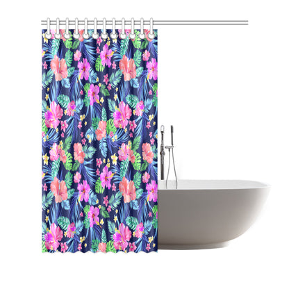Neon Hibiscus Pattern Print Design HB016 Shower Curtain