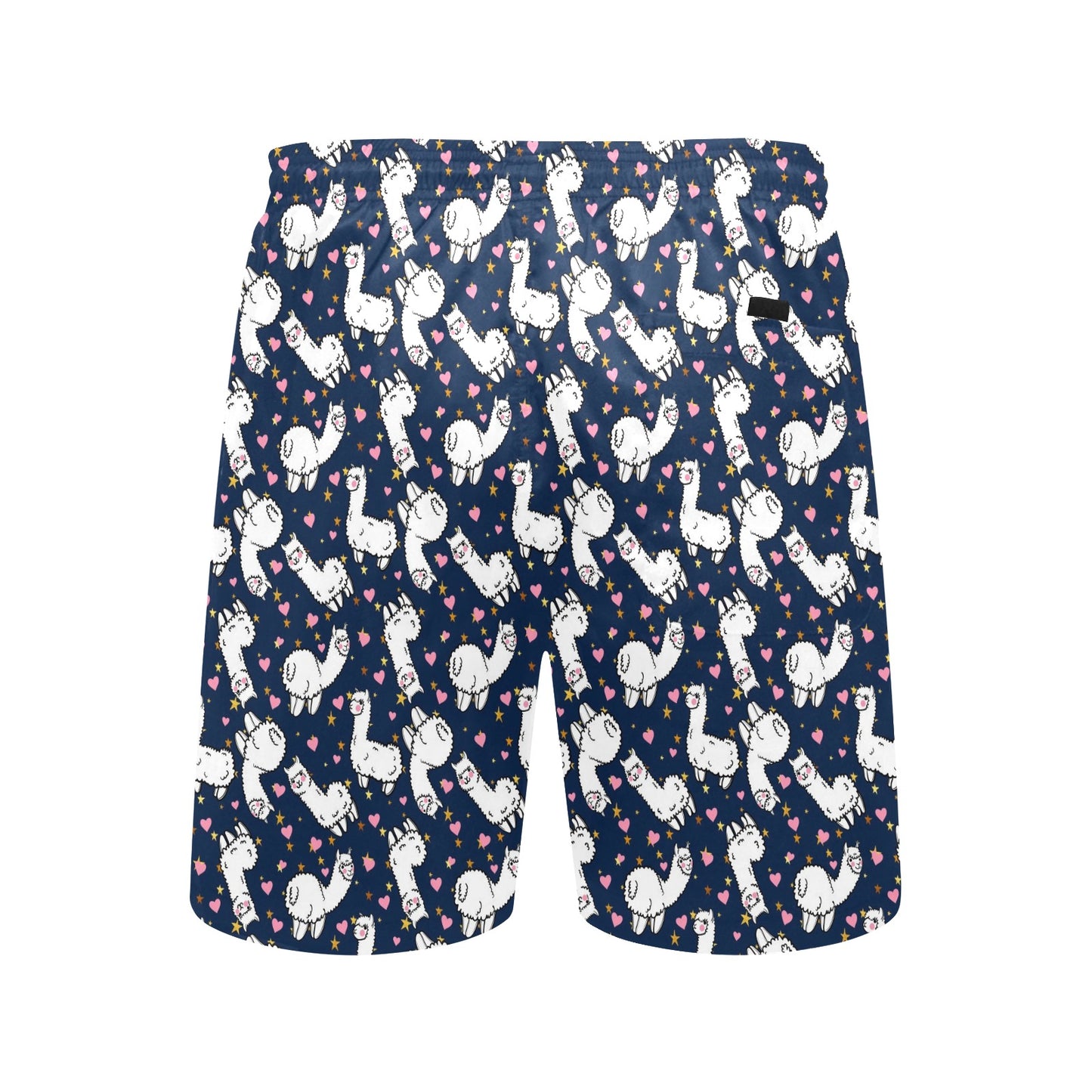 Alpaca Heart Star Design Themed Print Men's Swim Trunks Beach Shorts