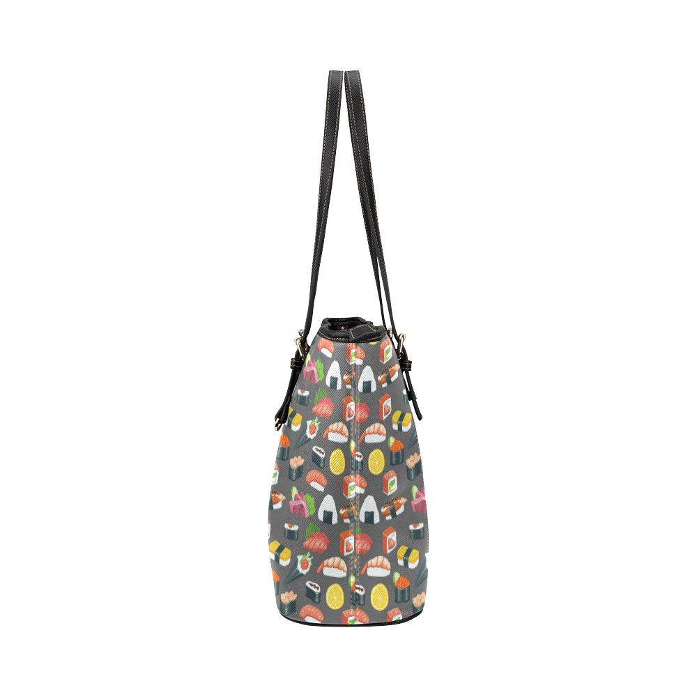 Sushi Pattern Print Leather Tote Bag
