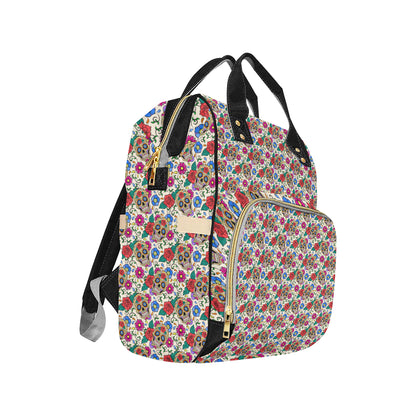 Sugar Skull Colorful Themed Print Diaper Bag Backpack