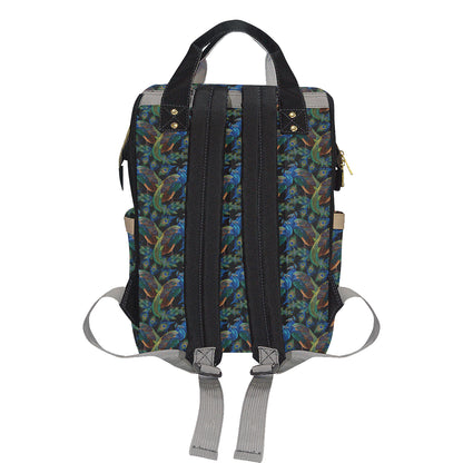 Peacock Themed Design Print Diaper Bag Backpack