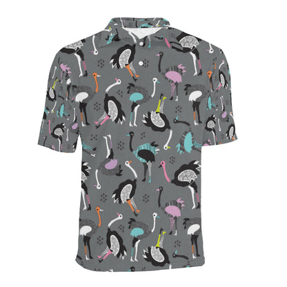 Ostrich Pattern Print Design 01 Men Polo Shirt
