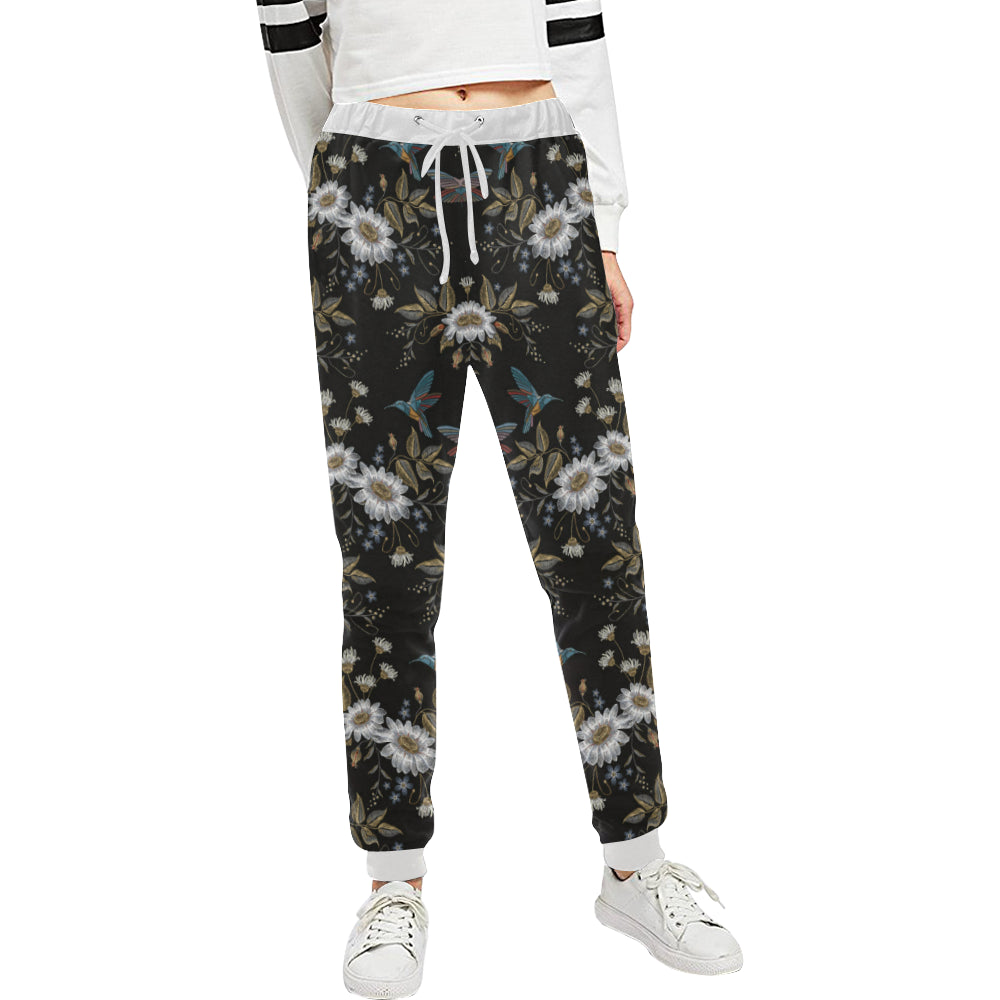 Hummingbird with Embroidery Themed Print Unisex Sweatpants