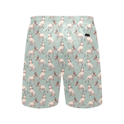 Bull Terrier Cute Print Pattern Men's Swim Trunks Beach Shorts