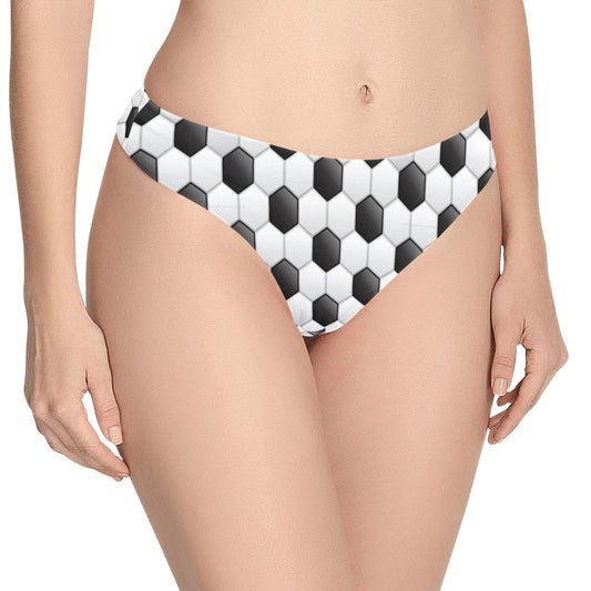 Soccer Ball Texture Print Pattern Women's Thongs