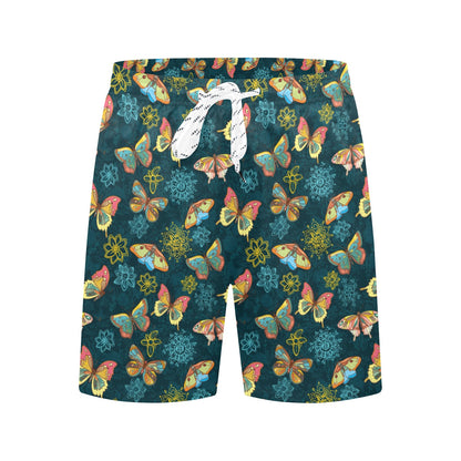 Butterfly Hand Draw Print Pattern Men's Swim Trunks Beach Shorts