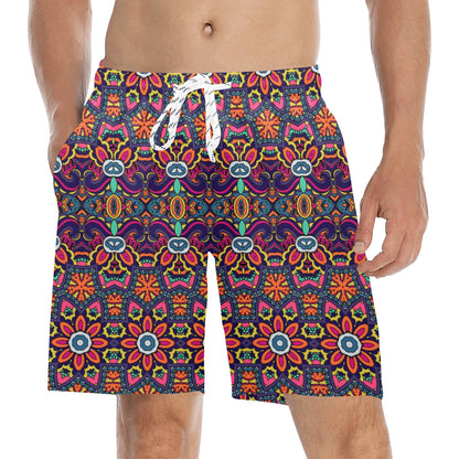 Ethnic Flower Style Print Pattern Men's Swim Trunks Beach Shorts