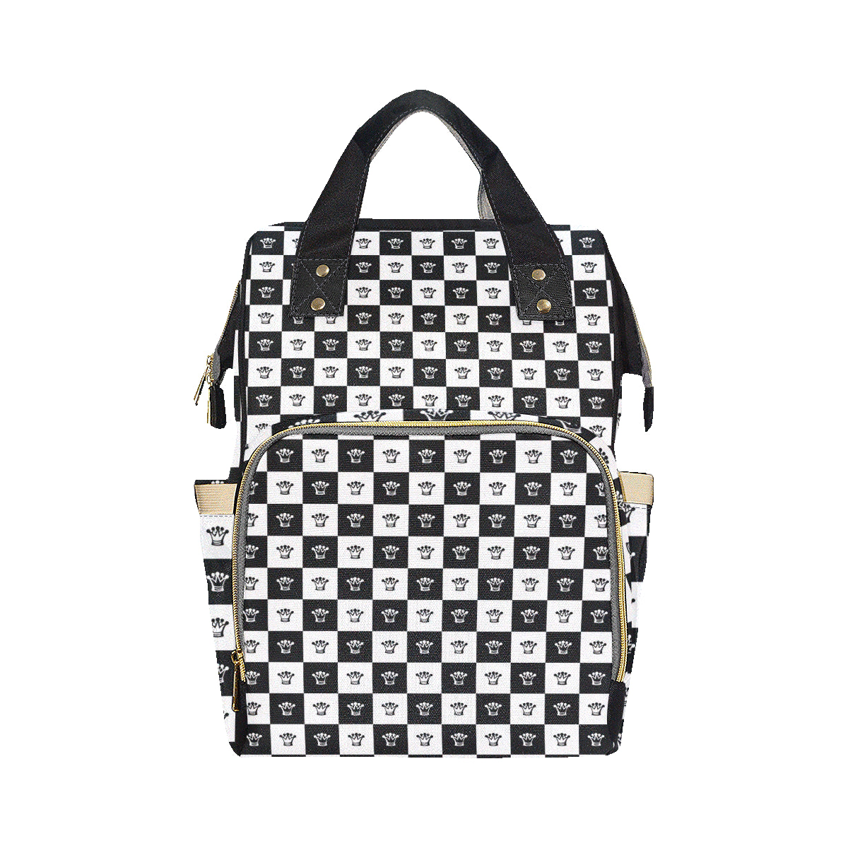 Checkered Flag Crown Pattern Diaper Bag Backpack