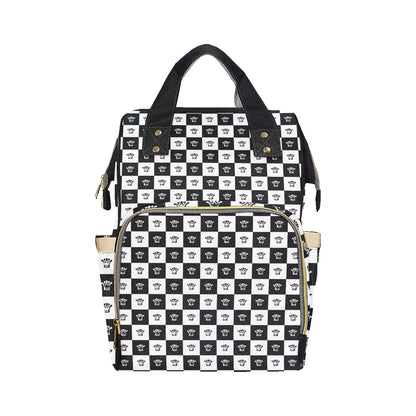 Checkered Flag Crown Pattern Diaper Bag Backpack