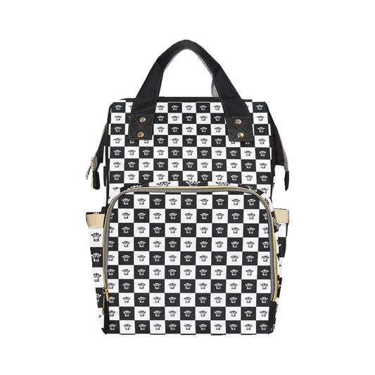 Checkered Flag Crown Pattern Diaper Bag Backpack
