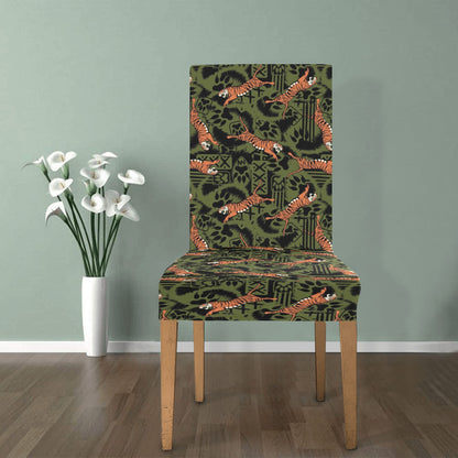 Tiger Pattern Print Design LKS303 Dining Chair Slipcover