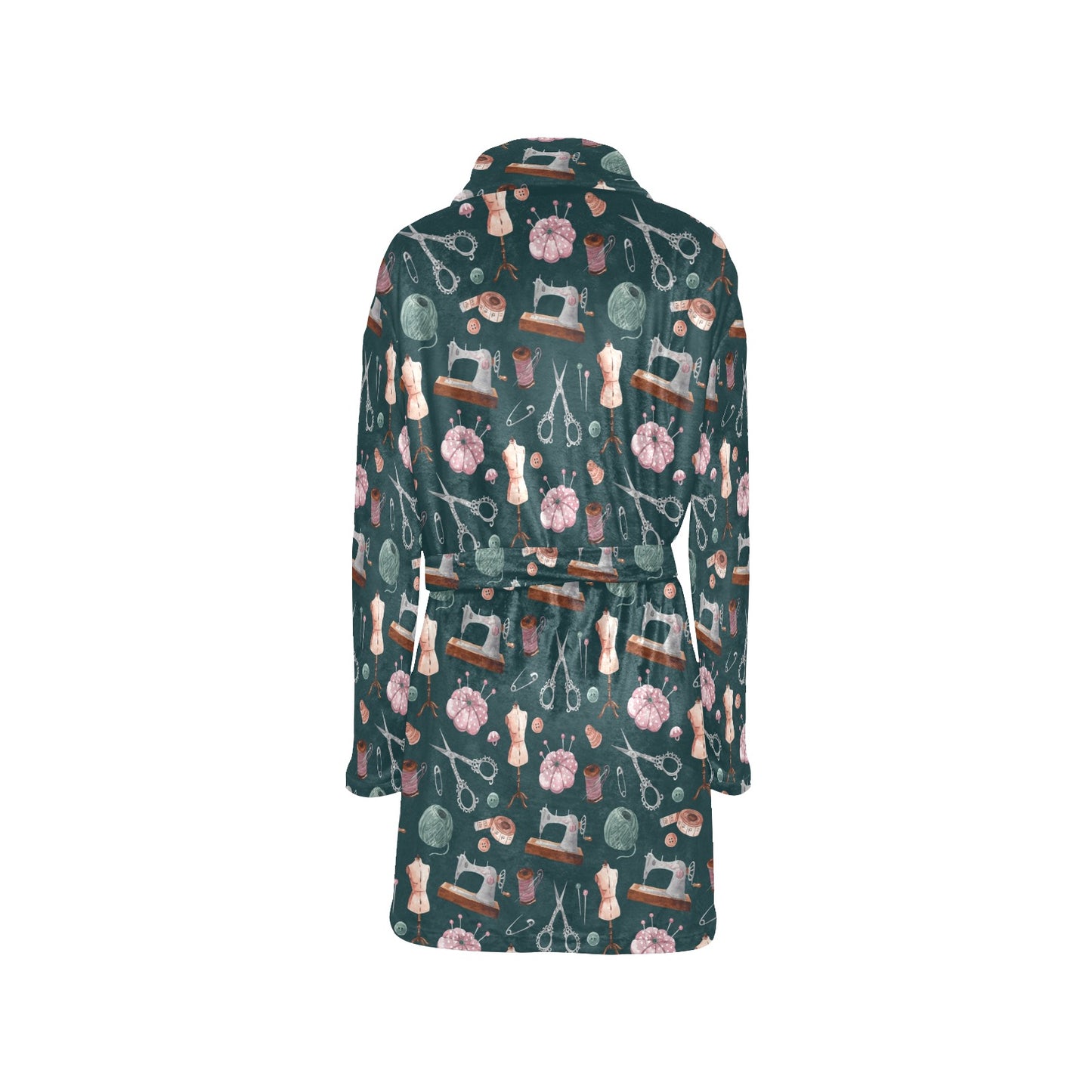 Sewing Equipment Print Design LKS307 Women's Fleece Robe
