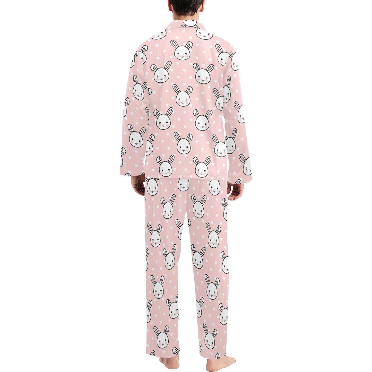 Rabbit Pattern Print Design RB02 Men's Long Pajama Set
