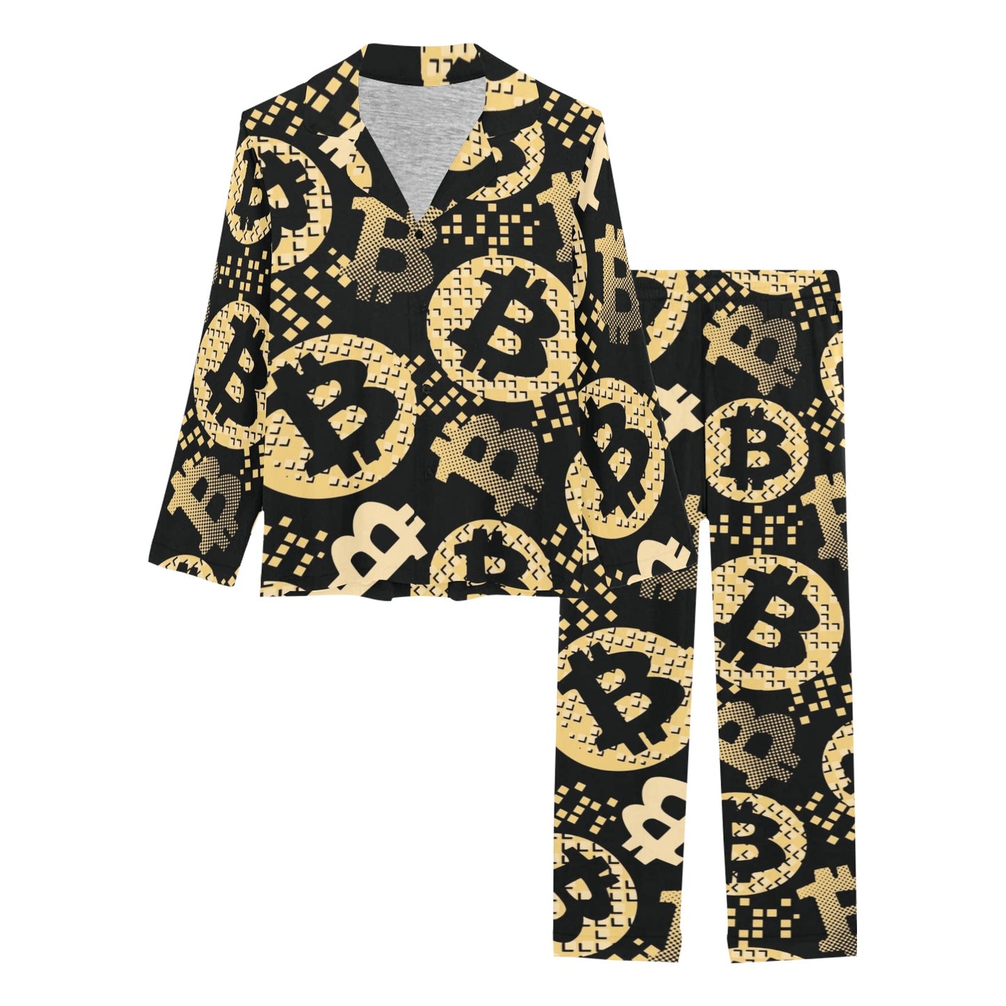 Bitcoin Pattern Print Design DO06 Women's Long Pajama Set