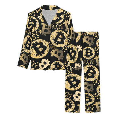 Bitcoin Pattern Print Design DO06 Women's Long Pajama Set