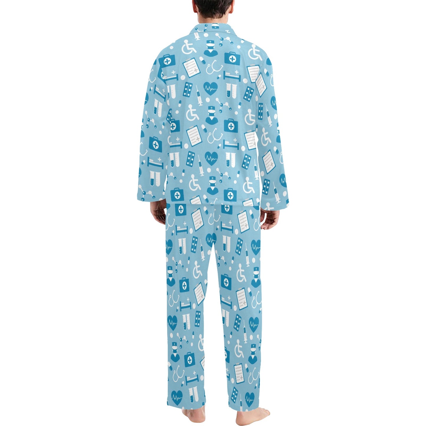Medical Pattern Print Design 05 Men's Long Pajama Set