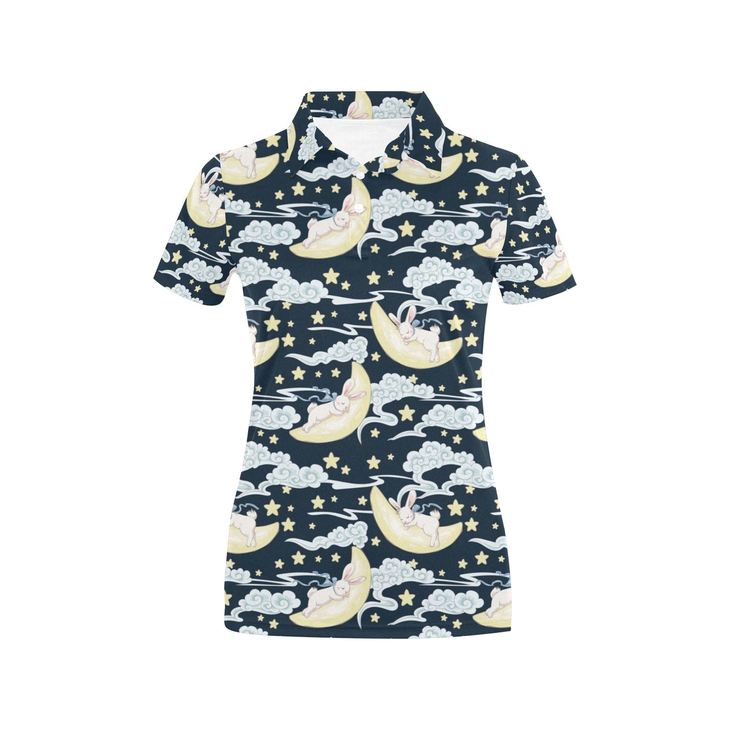 Rabbit Sleeping Pattern Print Design RB08 Women's Polo Shirt