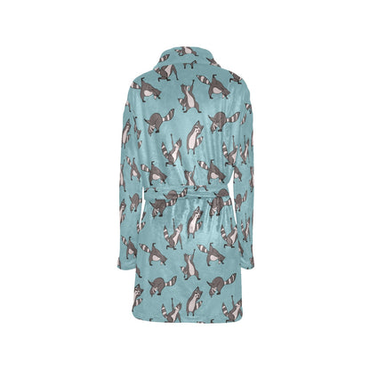 Raccoon Pattern Print Design A07 Women's Fleece Robe