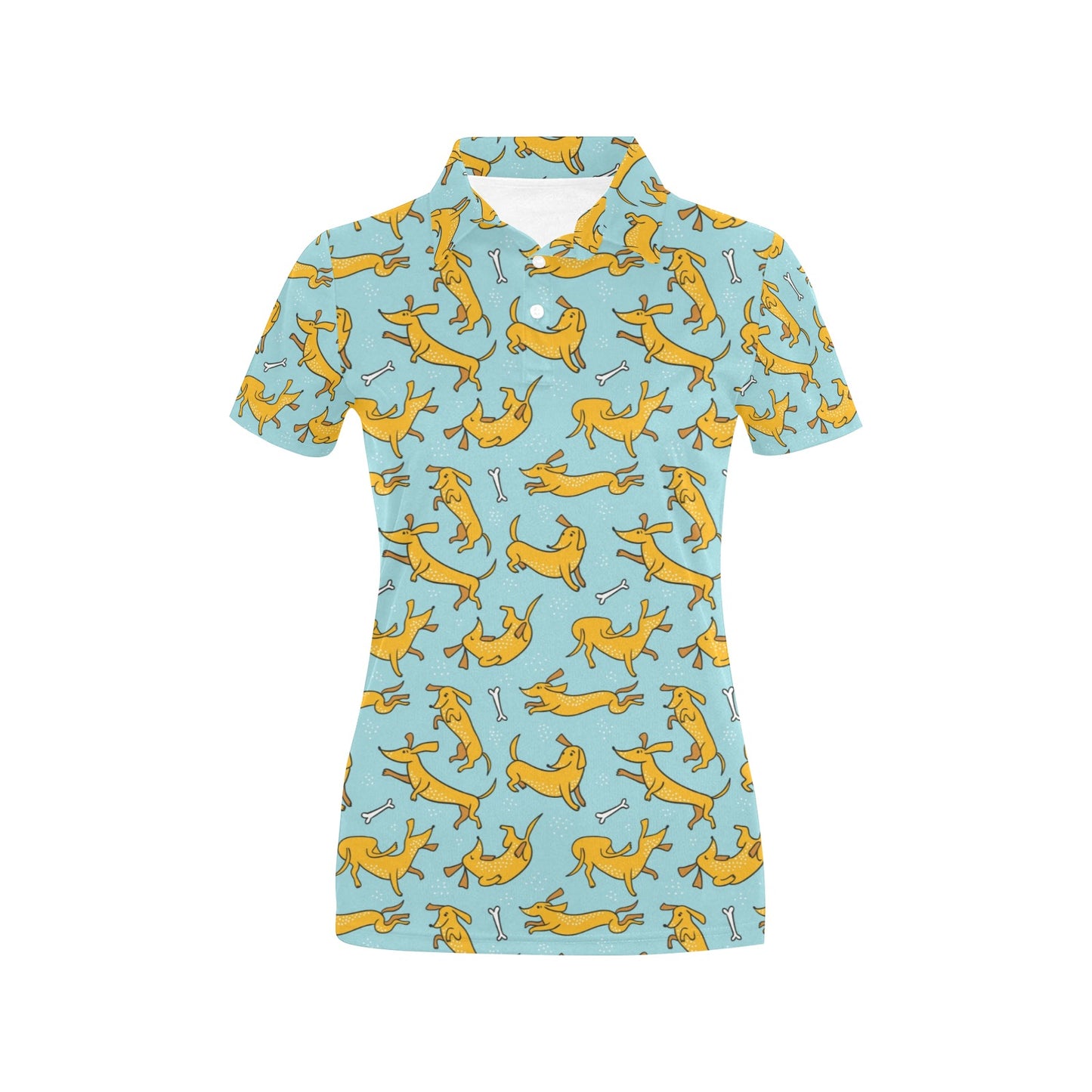 Dachshund Pattern Print Design 08 Women's Polo Shirt
