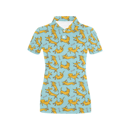 Dachshund Pattern Print Design 08 Women's Polo Shirt