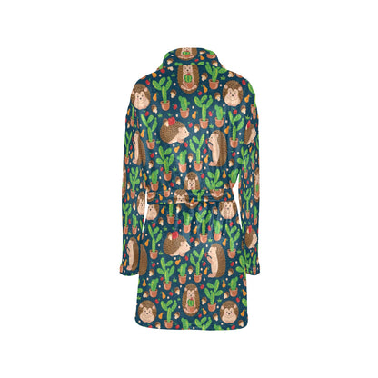 Hedgehog Cactus Pattern Print Design 04 Women's Fleece Robe