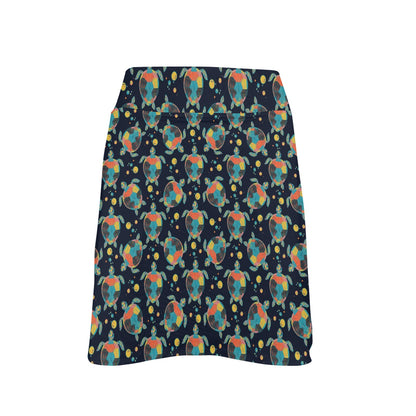 Sea Turtle Colorful with bubble Print 17" Golf & Pickleball Skort with Pockets