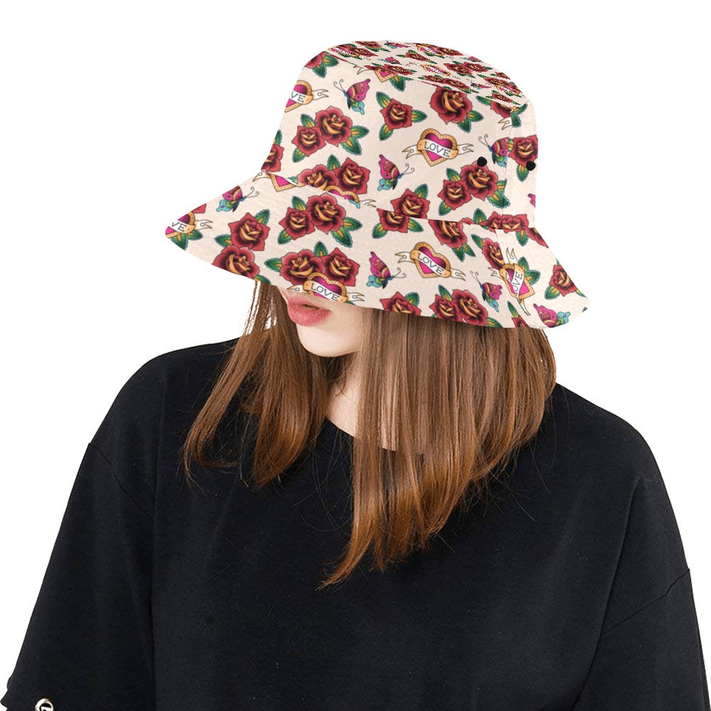 Tattoo Rose Print Design LKS302 Unisex Bucket Hat