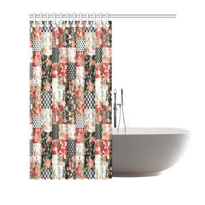 Patchwork Flower Pattern Print Design 03 Shower Curtain