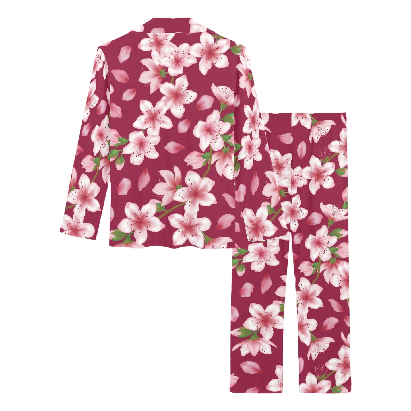 Cherry Blossom Pattern Print Design CB06 Women's Long Pajama Set