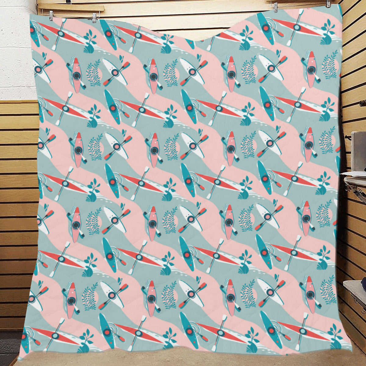 Kayak Pattern Print Design 05 Premium Quilt