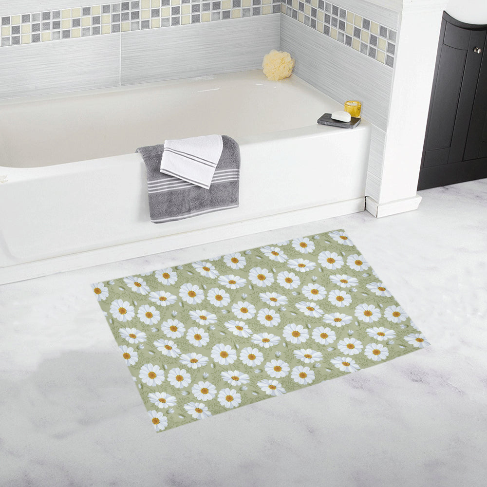 Daisy Yellow Print Pattern Bath Mat